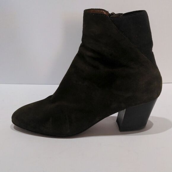 Aquatalia Suede Heeled Booties Olive Green Size 7 Made in Italy - Picture 7 of 12